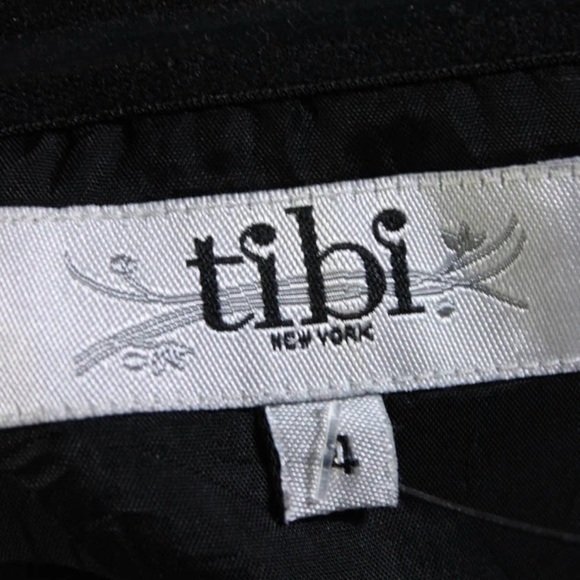 Tibi Strapless Silk & Wool Black Lace Print Mini Dress EUC - Picture 5 of 11